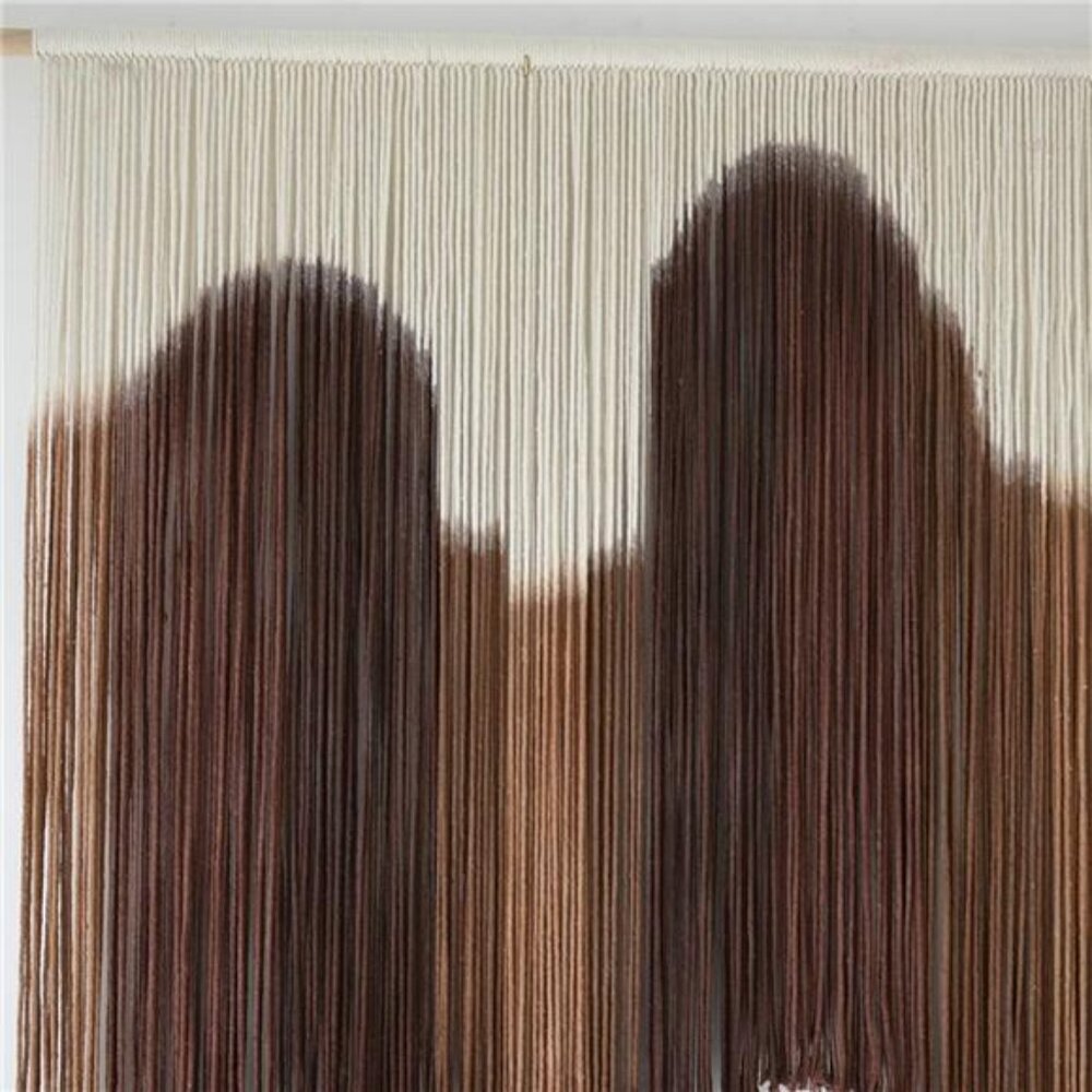 NEW Anthro XL Boho Tapestry Wavy Brown Macrame Woven Dyed Yarn Wall Hanging 58" - Picture 8 of 11
